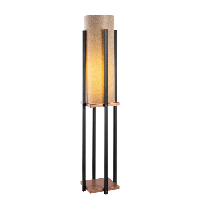 Opviq Lámpara de pie 7128 Negro y Cobre